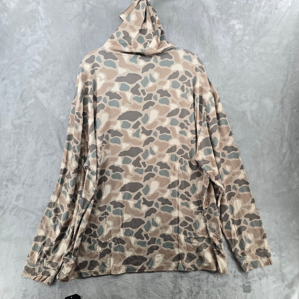BURLEBO Performance Hoodie Mens XL Tan Camo Duck Hunt UPF 50 Sun Protection - Picture 5 of 6